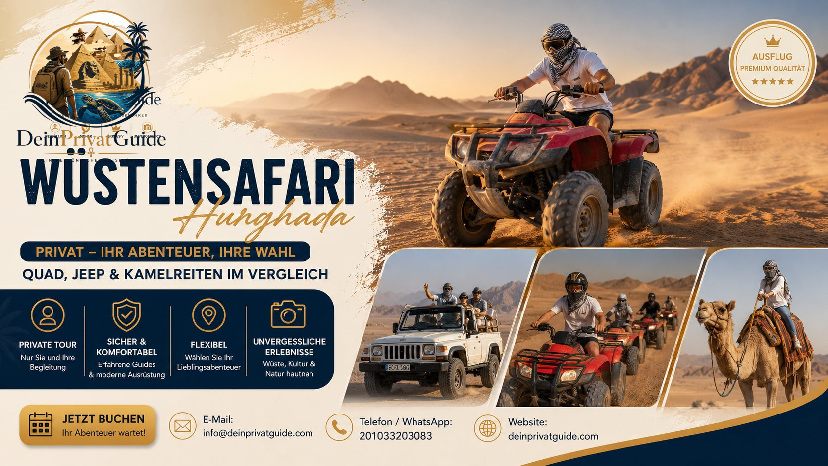 Wüstensafari Hurghada privat – Quad, Jeep & Kamelreiten im Vergleich