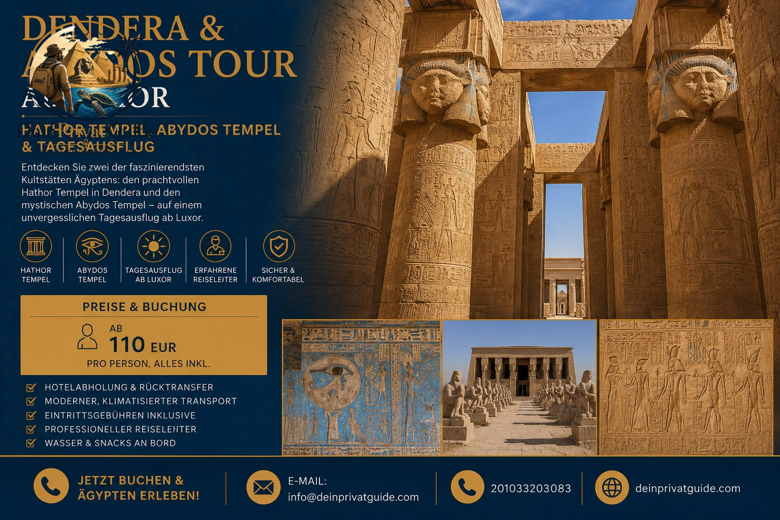 Dendera und Abydos Tour ab Luxor – Hathor Tempel,Abydos Tempel & Tagesausflug
