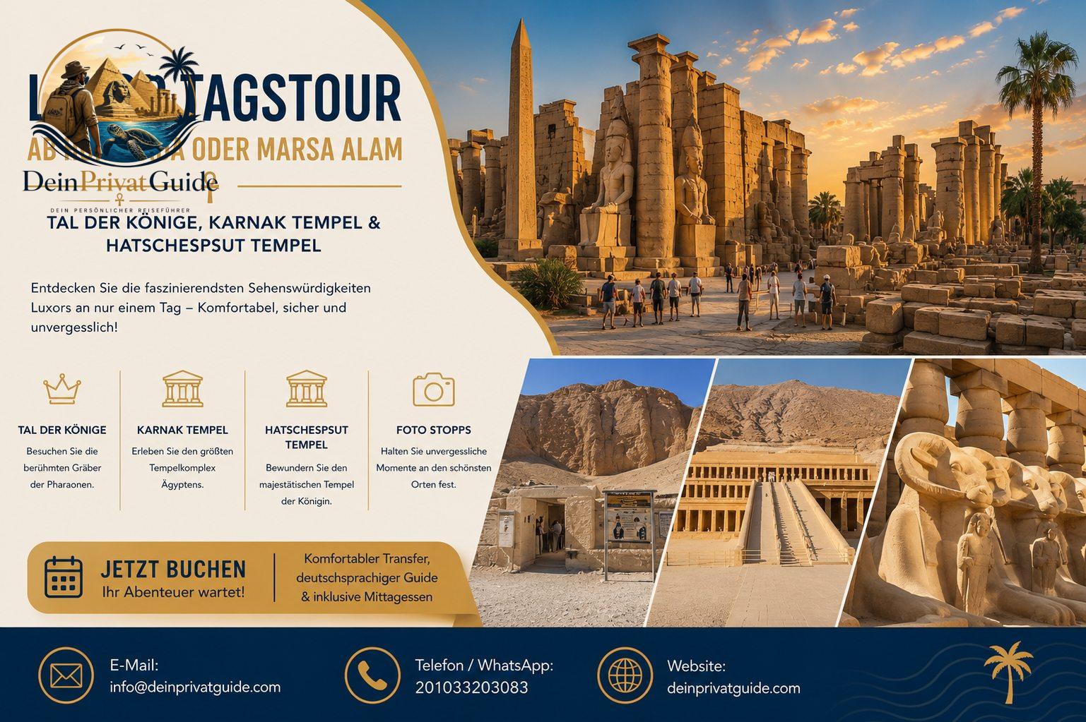 Luxor Tagestour ab Hurghada oder MarsaAlam – Tal der Könige, KarnakTempel & Hatschepsut Tempel