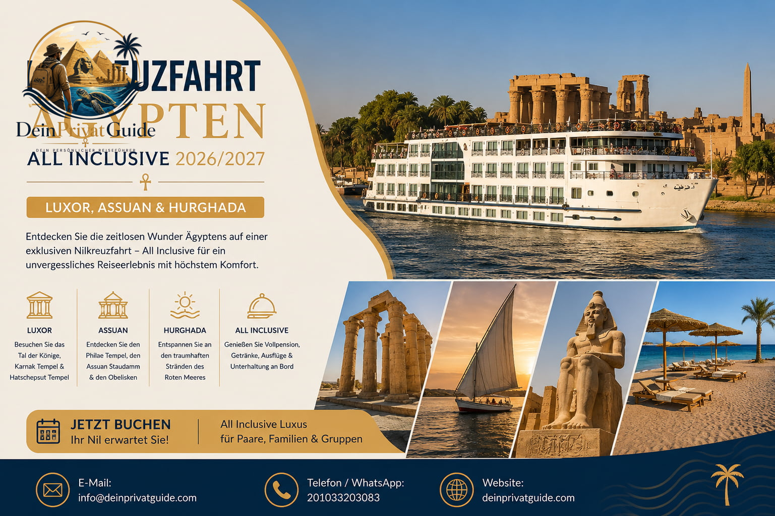 Nilkreuzfahrt Ägypten All Inclusive 2026/2027– Luxor, Assuan & Hurghada