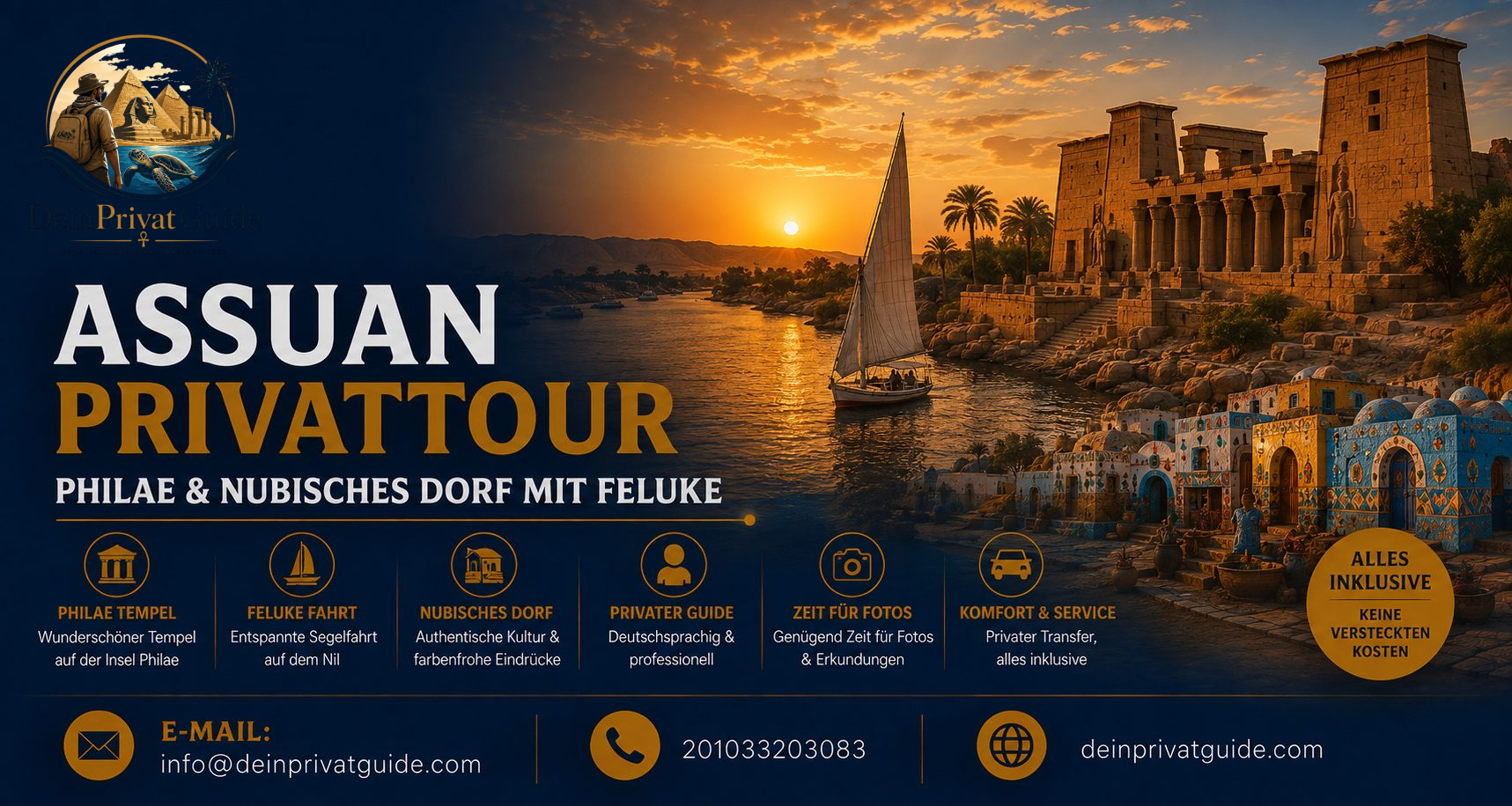 Assuan Privattour | Philae & Nubisches Dorf mit Feluke
